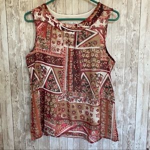 Christopher & Banks Womens Sheer Sleeveless Shirt w/ White Under Layer Size S